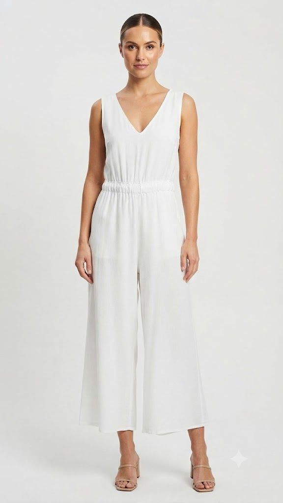 Sleeveless V-Neck Wide-Leg Jumpsuit